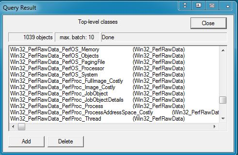 WMI Query result modal