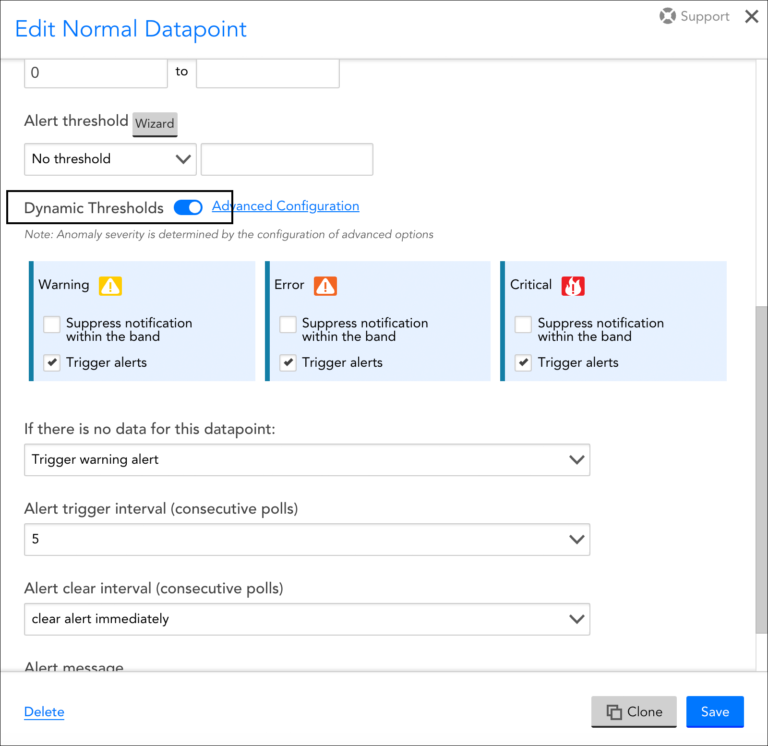 Enabling Dynamic Thresholds for Datapoints | LogicMonitor