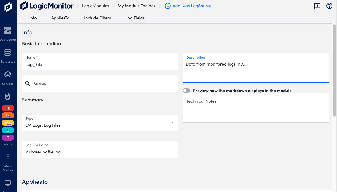 Log Files LogSource Configuration | LogicMonitor