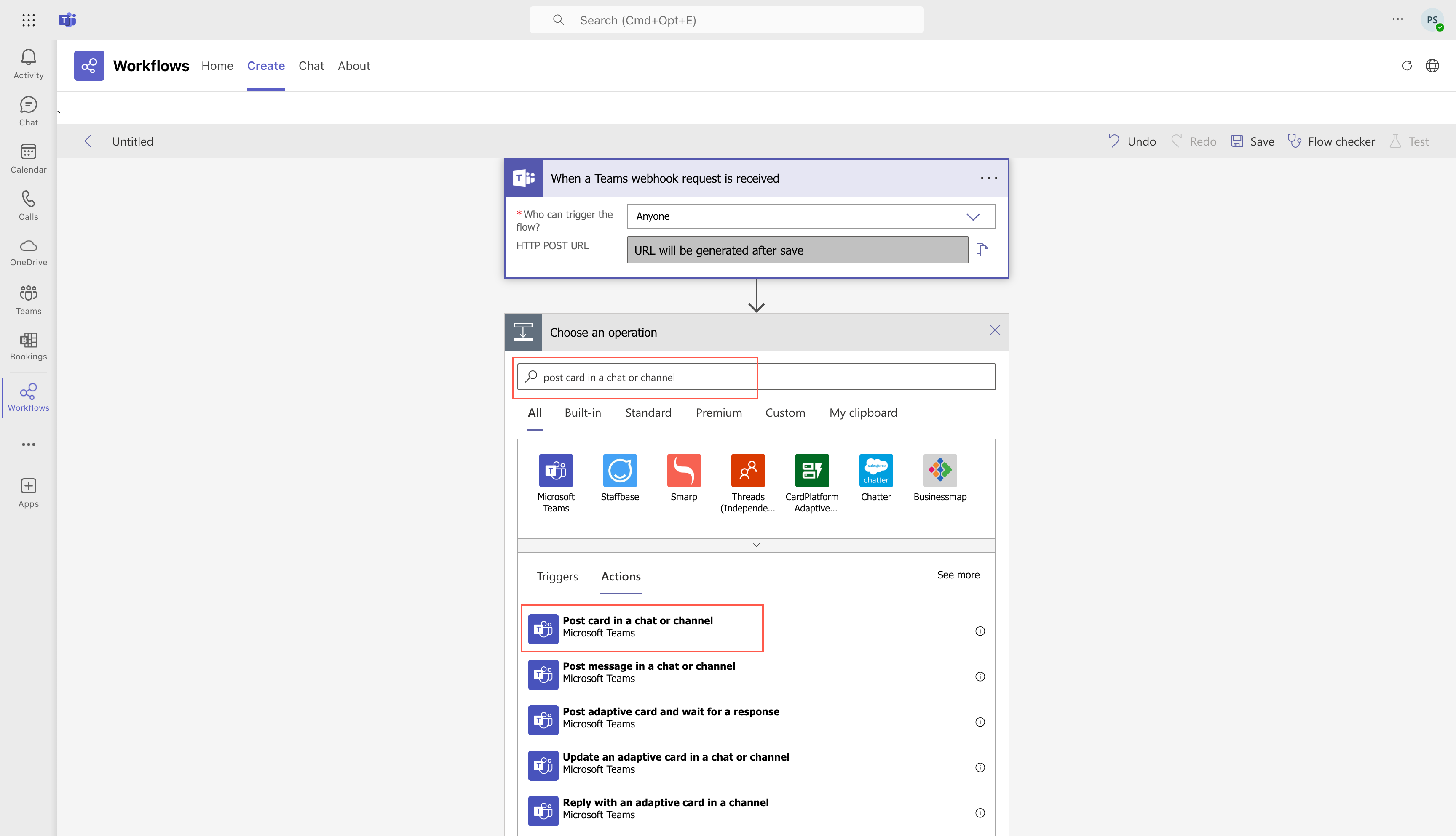 MS Teams Workflow Actions