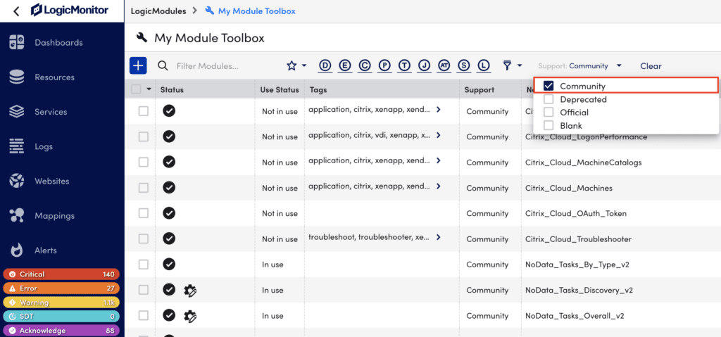 community option for My Module toolbox page