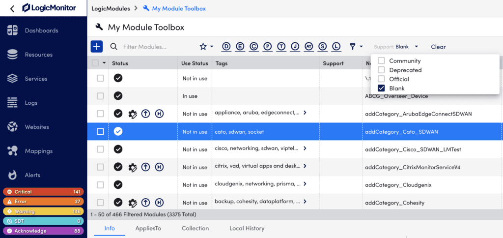 blank option for My Module toolbox page