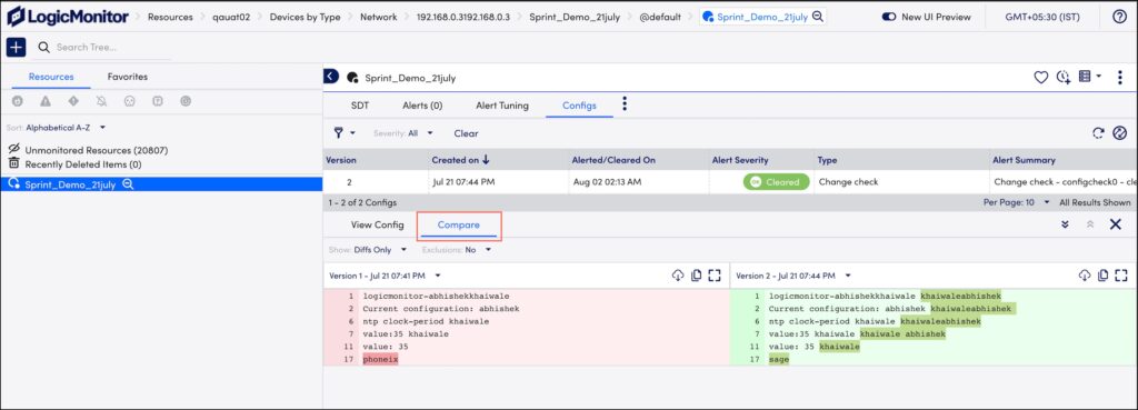 Compare config option