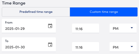 Custom time range settings