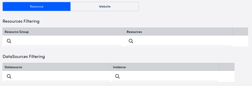 Resource filter settings